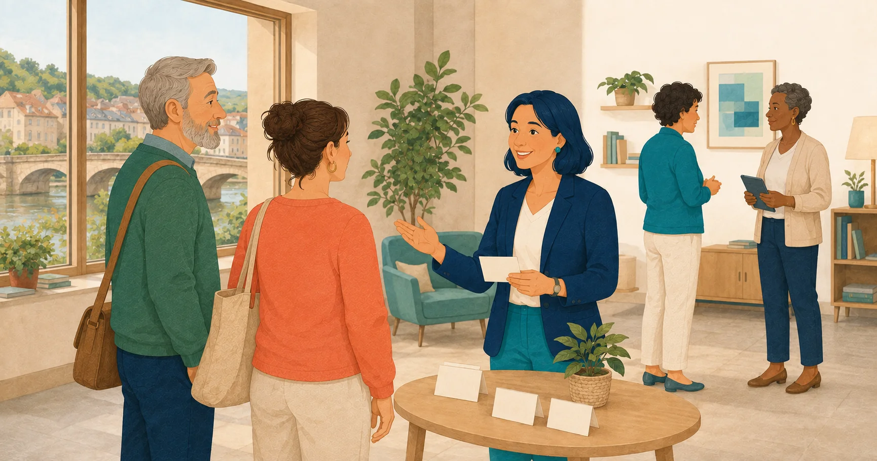 Des aidants sont accueillis par l’équipe lors d’une permanence locale.